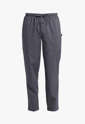Gråstribede bukser med elastisk talje, snor og forlommer. Lige ben design, letvægts stof, afslappet stil.