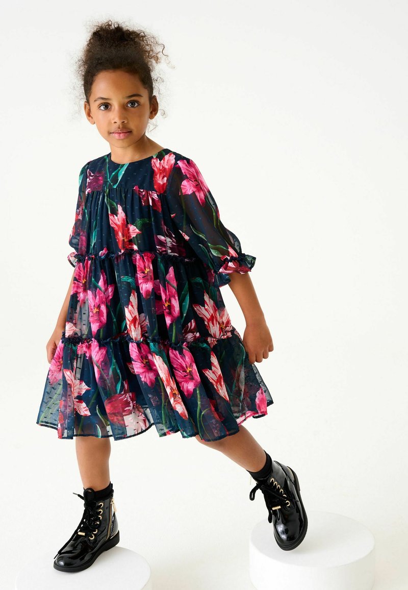 Baker by Ted Baker BAKER BY TED BAKER NAVY FLORAL TIERED DRESS - Rochie de zi - navy