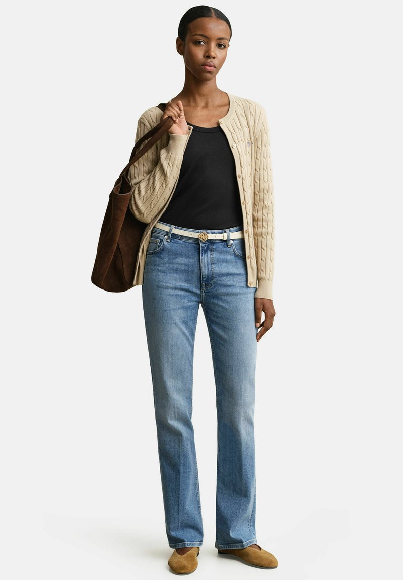 GANT STRETCH CABLE - Kardigan - oat beige
