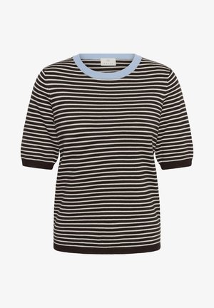 Kaffe, KALIZZA NARROW STRIPED PULLOVER - Majica kratkih rukava s printom - coffe bean turtledove-blue fog