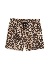Løveprint badetights med elastisk talje, snøre lukning, to sidelommer og en glat stofstruktur.