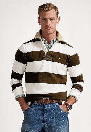 CLASSIC FIT KHAKI-COLLAR RUGBY SHIRT - Polosärk - dark brown/trophy cream