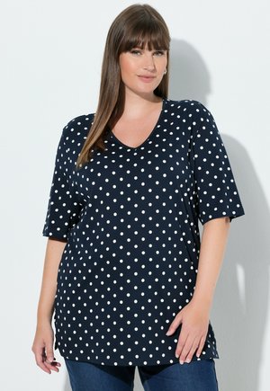 POLKA DOT V-NECK TEE - T-Shirt print - marine