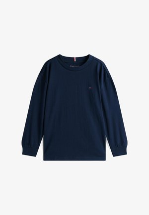 T-shirt a maniche lunghe di colore navy realizzato in morbido cotone. Presenta un collo a giro, polsini a costine e un piccolo logo sul petto.