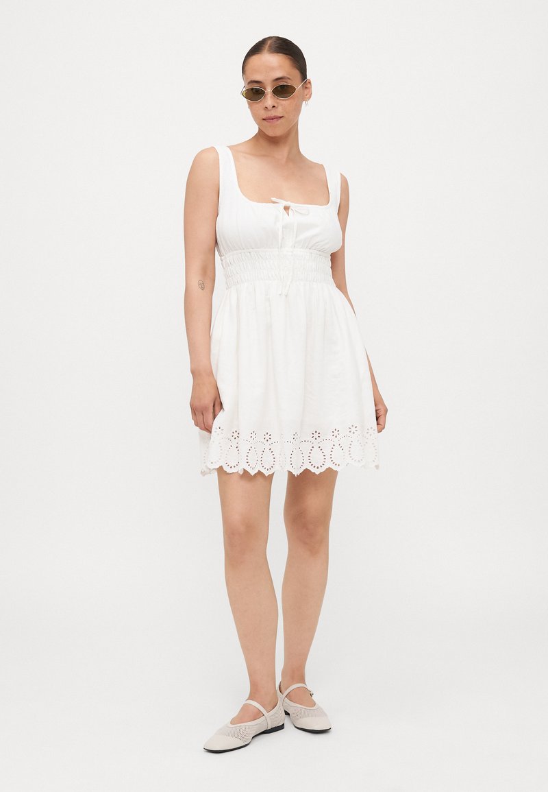 loveshackfancy acelin mini dress Re-Edition Aveline Cotton Mini Dress for Women in Whisper, Size: 2XS, by LoveShackFancy