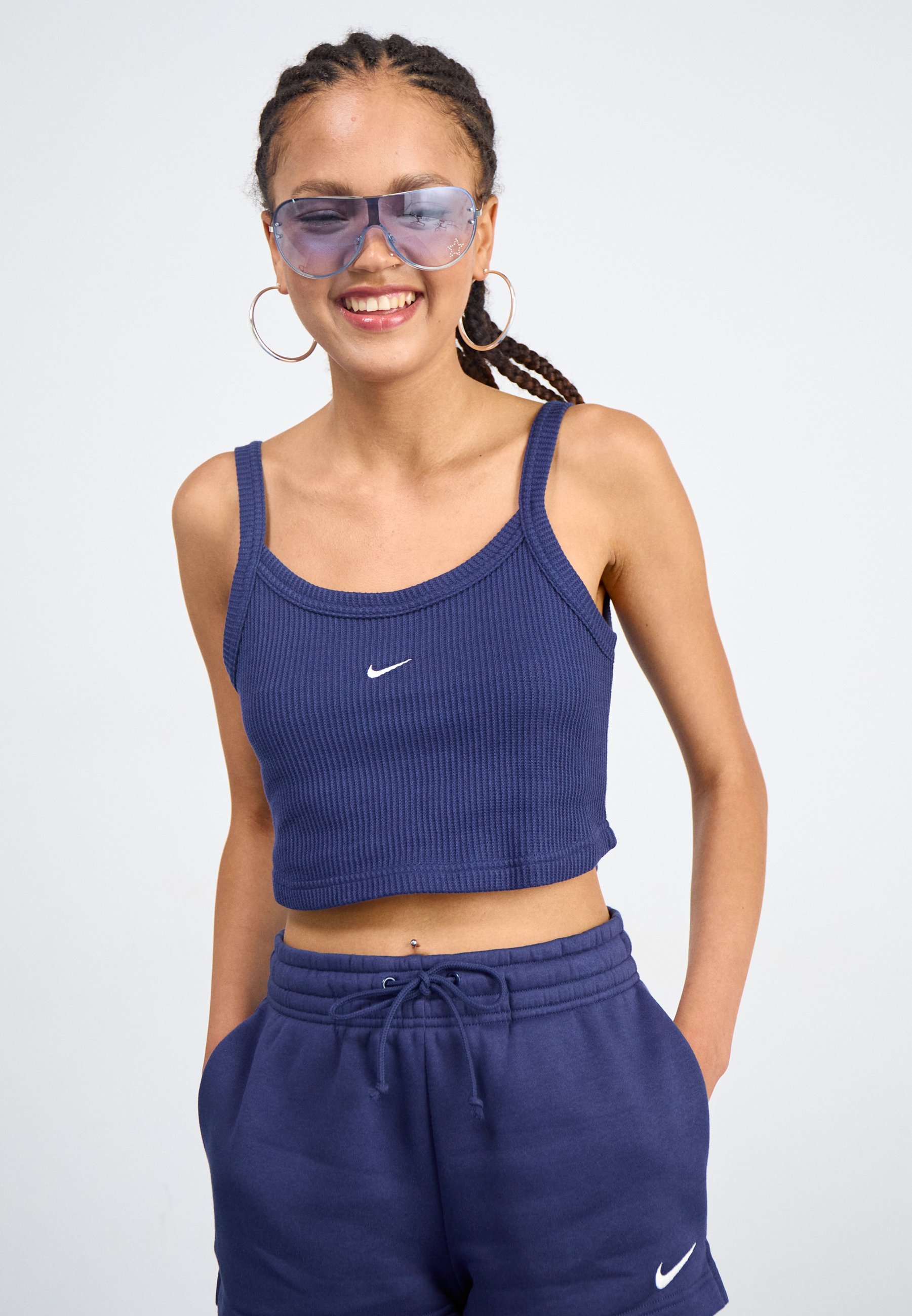 売れ筋商品|||ナイキ Tシャツ レディース トップス CROP TANK - Top - midnight navy/sail Nike Sportswear CROP TANK - Top - midnight navy/sail