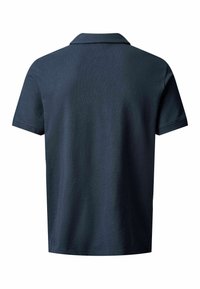 Polo manches courtes bleu foncé vu de dos, avec un col classique et un design uni.