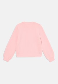 Ροζ πλεκτή ζακέτα με V-σχήμα στην πλάτη, μακριά μανίκια και ριχτές μανσέτες και στρίφωμα. Απαλή υφή με άνετη εφαρμογή.