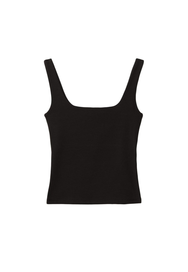 Stradivarius TANK TOP WITH A SQUARE-CUT NECKLINE 08044655 - Top - black ...