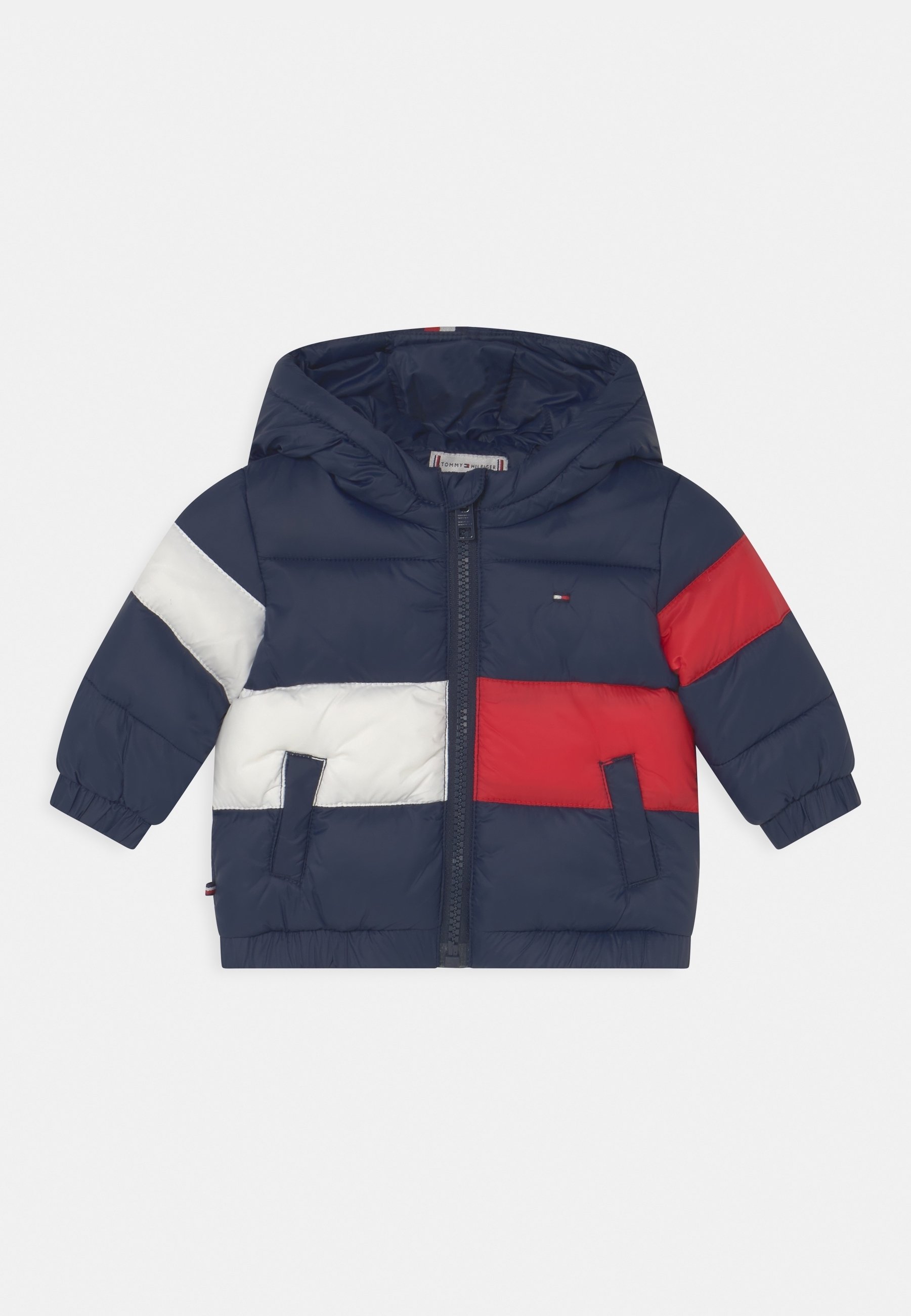Hood Tommy Hilfiger Long Colorblock Puffer Tommy Hilfiger BABY COLORBLOCK PUFFER Winter Coat Twilight Navy/dark  Blue (Pre-owned)