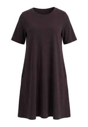 Ulla Popken, JERSEYJURK, A-LIJN, RONDE HALS, KORTE MOUWEN, ZAKKEN - Vestito di maglina - mahogany