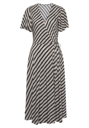 Jerseykleid - beige schwarz