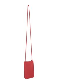 Rode leren crossbody tas met een rechthoekige vorm, slank ontwerp, gladde textuur en een lange verstelbare riem. Minimalistische hardware-accenten.