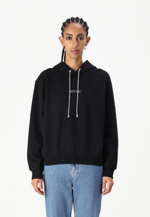 HOODIE SHINY CORD - Sweatshirt - jet black