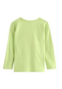 T-shirt met lange mouwen van lichtgroene katoen. Heeft een ronde hals en een eenvoudig, strak ontwerp zonder zichtbare patronen of afbeeldingen.