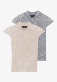 2 PACK - T-shirt med print - grey/taupe