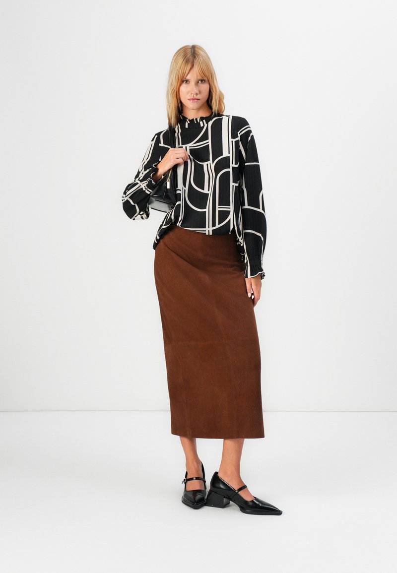 VILA VIIDA SKIRT Leren rok toffee/bruin