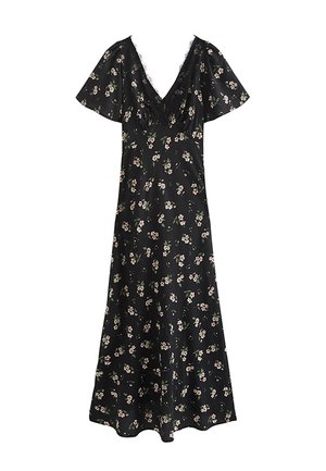 New Look, FLORAL FLUTTER SLEEVE MIDI DRESS - Day dress - black pattern