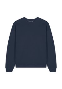 Felpa blu navy realizzata in morbido cotone, con scollatura rotonda, maniche lunghe e polsini e orlo a coste. Design minimalista senza motivi.