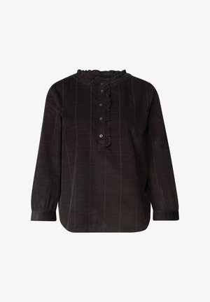 Street One, LANGARM CORDBLUSE MIT RÜSCHENDETAILS - Blouse - black coffee