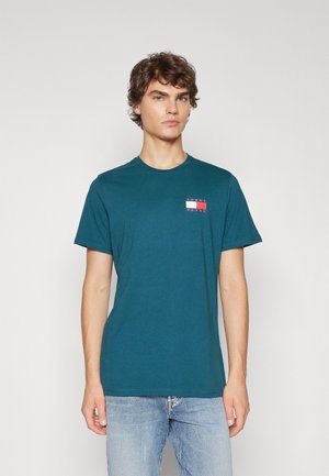 Tommy Jeans SLIM ESSENTIAL FLAG TEE - Trükipildiga T-särk - deep seawater