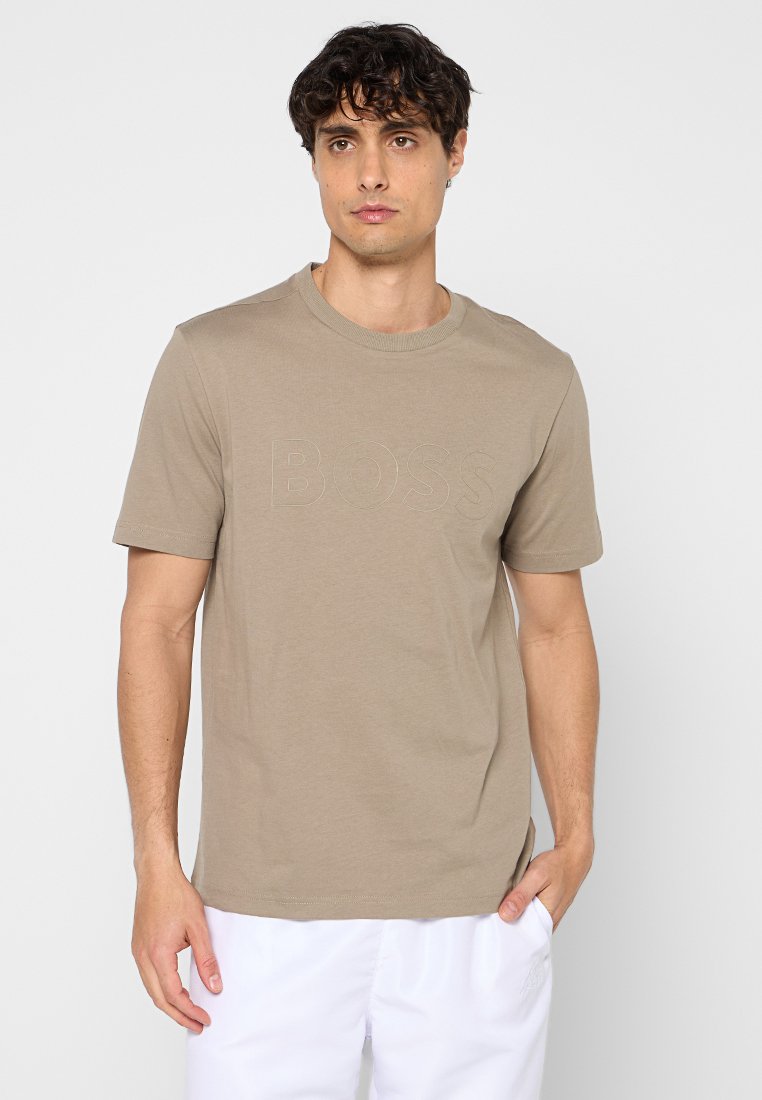 Boss T-shirt print taupe Boss T-shirt print taupe