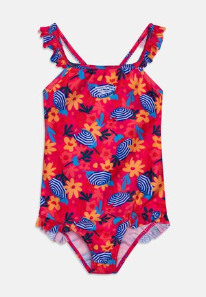 GIRLS DIGITAL FRILL THINSTRAP SWIMSUIT - Badedragt - fandango pink/bloominous pink/summer yellow/cupid coral/watermelon/pure blue