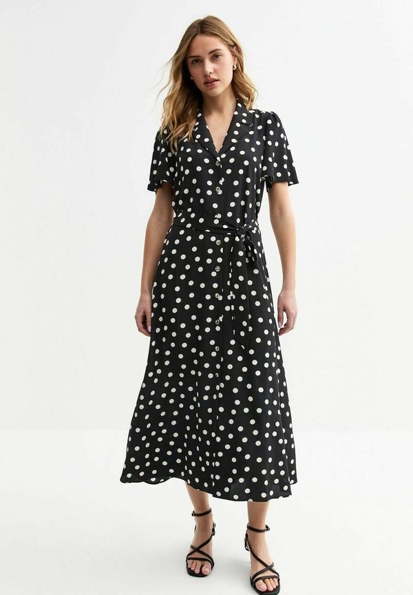 POLKA DOT BELTED - Blusenkleid