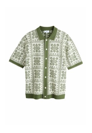 REGULAR FIT - FLORAL TILE BUTTON THROUGH - Ing - green ecru