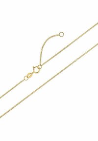 Guld kæderekæde med et delikat, tyndt design. Udstyret med en muslingeklips og en justerbar kæde med en lille ring til længdevariation.