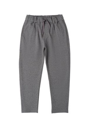Pantaloni jogger grigi con elastico in vita, cordino regolabile e design a gamba affusolata. Realizzati in un morbido tessuto testurizzato.