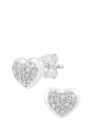 DIAMOND SET CLUSTER HEART - Ohrringe - white gold-coloured