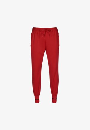 Røde atletiske joggingbukser med elastisk talje, justerbar snor og ribbede manchetter. Har sidelommer og en lille logodekor.