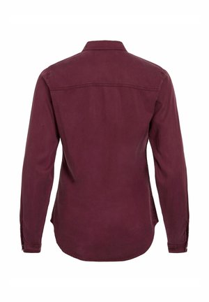Bordeaux langemouw shirt gemaakt van zachte stof, met een button-down kraag, rechte zoom en manchetten met één knoop.
