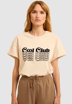 FLOCKED VELOUR MESSAGE  - T-shirt imprimé - ecru