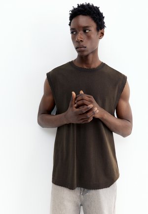 PULL&BEAR, VEST TOP - Top - dark brown