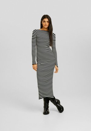 LONG SLEEVE BOAT NECK - MIDI - Pleten aty - black