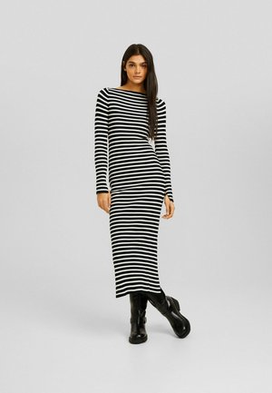 LONG SLEEVE BOAT NECK - MIDI - Robe pull - black