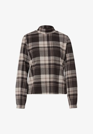 Street One, LANGARM SHIRT MIT TURTLE NECK UND KAROMUSTER - T-shirt à manches longues - black coffee