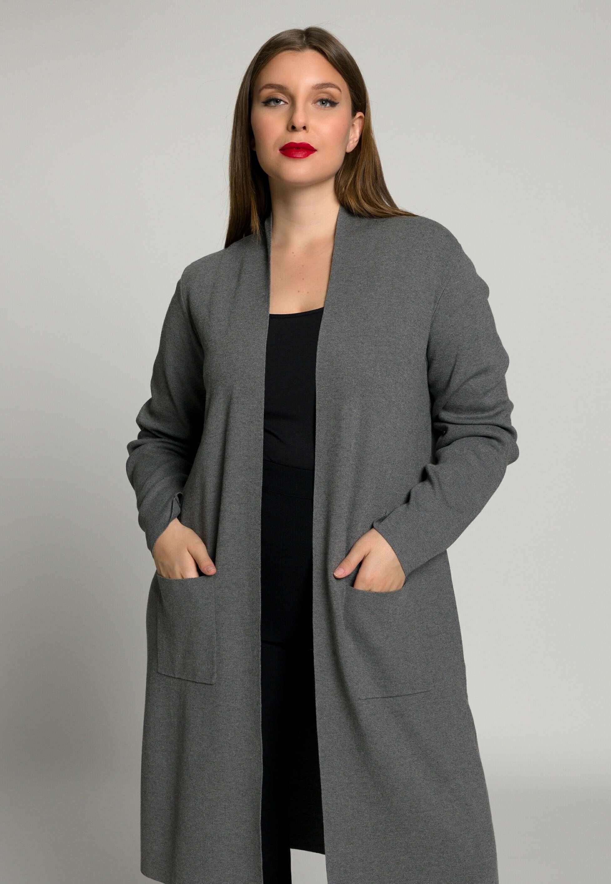 Ulla Popken LONG OPEN FRONT - Vest - lichtgrijs melange/grijs - Zalando.nl