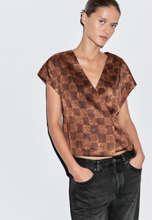 V-NECK WRAP - Bluse - gold-coloured