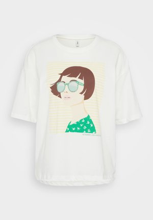 ONLY Tall ONLWENDIE LIFE GIRL TOP BOX  - T-Shirt print - cloud dancer/sunshine
