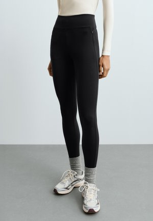 OYSHO, ANKLE-LENGTH HIGH RISE WARM LEGGINGS WITH ZIPS 70CM - Leggings - black