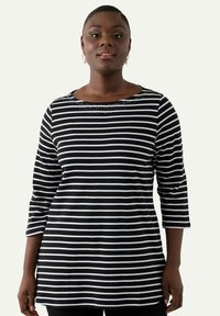 Ulla Popken RAYÉ EN PIMA ENCOLURE BATEAU ET MANCHES - Maglietta a manica lunga - black