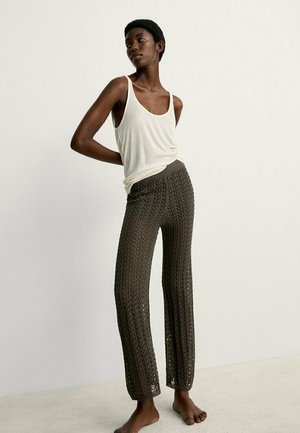 CROCHET KNIT - Stoffhose - dark green