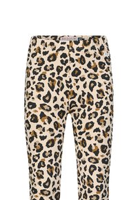 Legging met panterprint, voorzien van een beige achtergrond met zwarte en bruine vlekken, elastische tailleband en een aansluitende pasvorm. Merktag aan de taille.