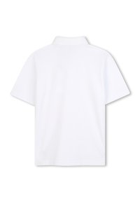 Witte polo, korte mouwen, klassieke kraag, gemaakt van een gladde katoenmix, eenvoudig ontwerp, geen patronen, strakke lijnen en een rechte zoom.