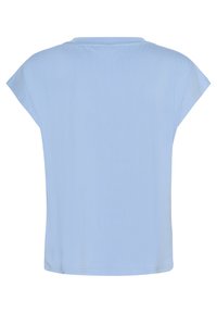 Lichtblauwe t-shirt met korte mouwen, met een relaxte pasvorm, ronde halslijn en een soepele textuur. Geen zichtbare patronen of hardwaredetails.