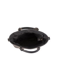 Borsa a spalla in pelle nera con finitura texturizzata, dettagli in hardware dorato e un ampio interno con fodera in tessuto e zip.