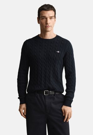 GANT CABLE C NECK - Strickpullover - evening blue